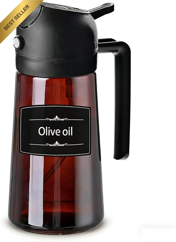 2 in 1 Oil Sprayer for Cooking, 16Oz Olive Oil Dispenser Bottle for Kitchen, Foo