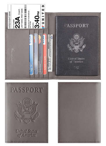 Travelambo RFID Blocking Genuine Leather Passport Holder Wallet Cover