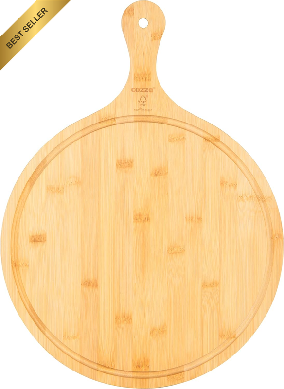 round Bamboo Cutting Board – 350Mm Wooden Cutting Board for Pizza, Serving Platt