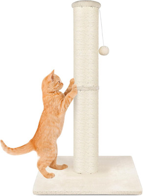 Cat Scratching Post 34 Inch Mid, Nature Sisal Cat Scratch Post For Indoor Cats,