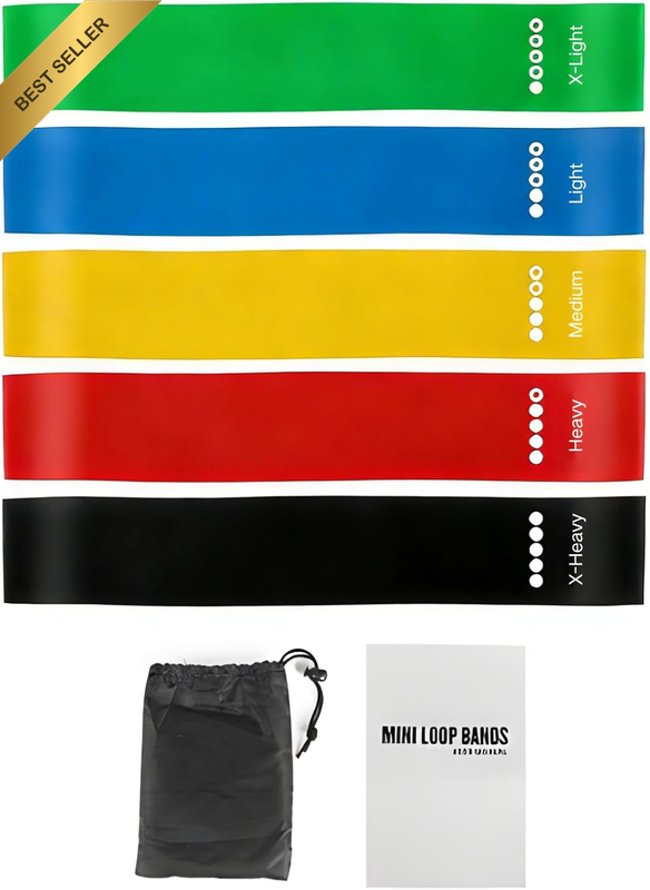 Resistance Loop Bands, Exercise Bands Set of 5 Rubber Latex Anti-Slip Resistance