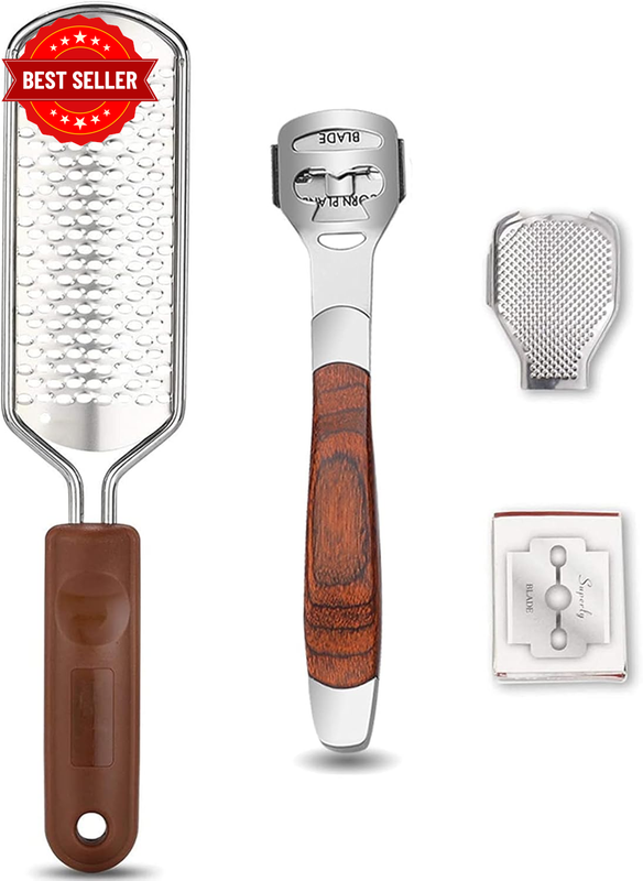 Colossal Foot Rasp & Wood Handle Callus Shaver (10 Replacement & 1 Foot File Hea