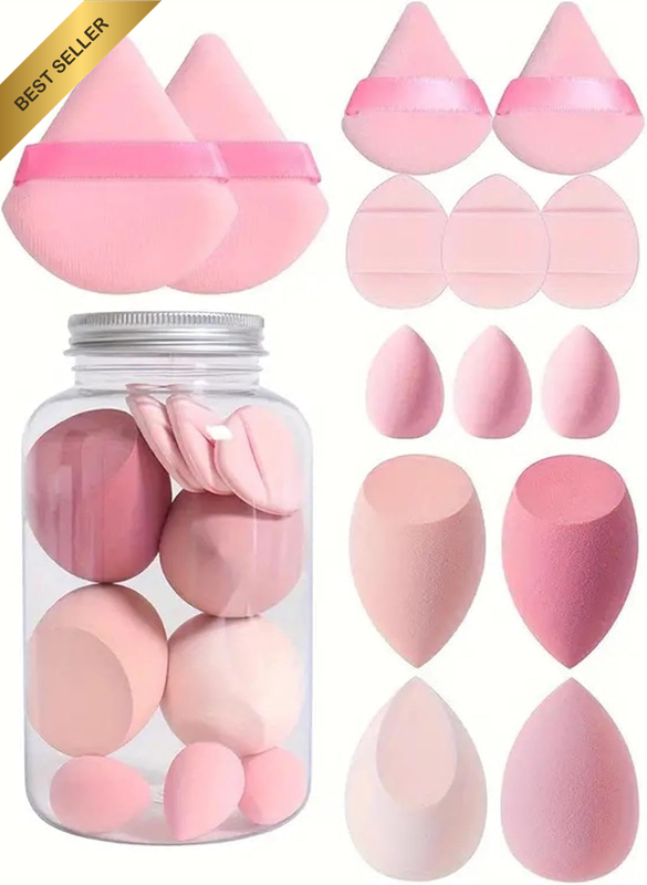 14Pcs Makeup Sponge and Powder Puff Set, Wet and Dry Cosmetic Blenders for Liqui