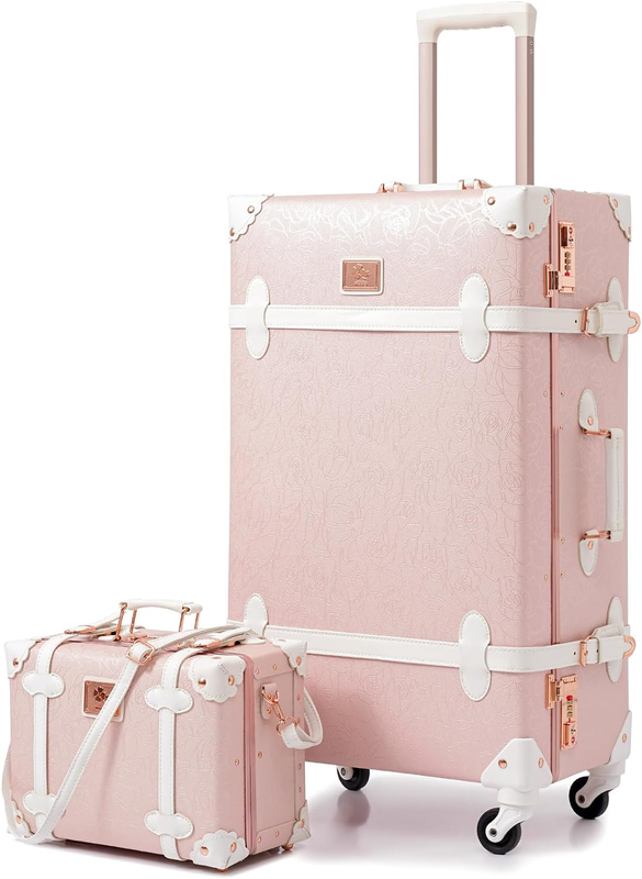 Vintage Suitcase Set for Women, Vintage Luggage Sets for Women 2 Piece, Cute Des