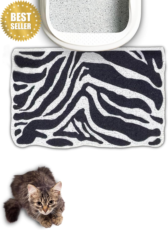 ® Cute Cat Litter Mat (30’’X20’’), Extra-Large/Xl, for Kitty Litter (Zebra Rhyth