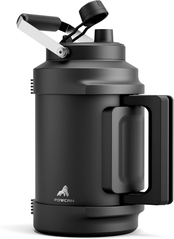 1 Gallon Insulated Water Bottle for Travel: 2-In-1 Straw Spout Lid, Dual Handle, Leakproof, Keep Cold 48H, 128Oz Stainless Steel Water Jug for Gym, Biking, Road Trip, Work, Home, Picnic (Midnight)
