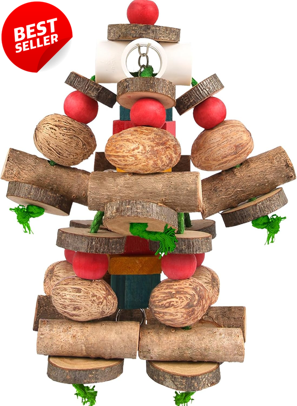 Large Parrot Chew Toy Natural Wooden Blocks Bird Cage Toy Macaw Cockatoo - US