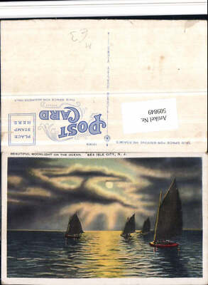 509849,New Jersey Sea Isle City Ocean Meer Segelboote Mondschein
