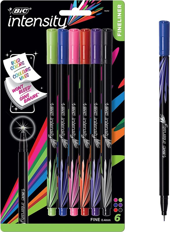 BIC Intensity Fineliner Marker Pen, Fine Point (0.4Mm), Assorted Colors, Clean &