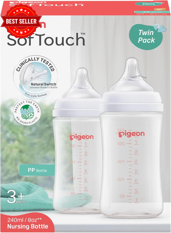 SOFTOUCH BPP Nursing Bottle PP 240ML Twin Pack Log
