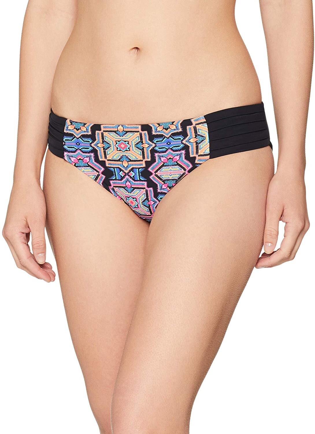 Seafolly Women's 173175 Sun Temple Ruched Side Retro Bottom Black Size 8