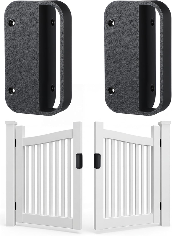 Sliner 2 Pcs Gate Handle, 5.5" Nylon Vinyl Fence Door Pull, Black Outdoor