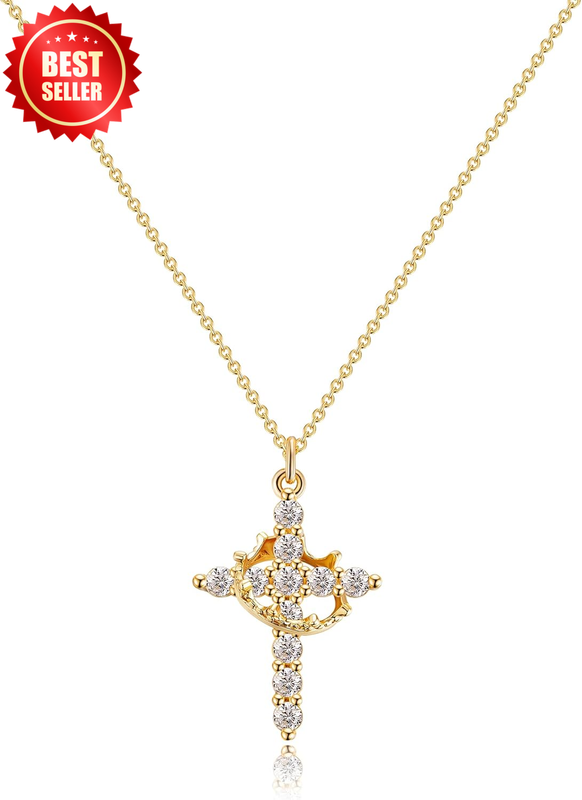 Cross Necklace Women Dainty 14K Gold Plated Silver Pendant Tiny Jewelry Gift US