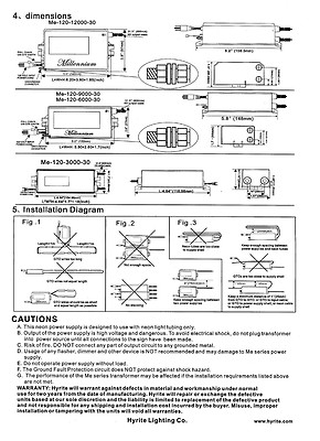 NeonPro ME-120-9000-30FL NEON SIGN POWER SUPPLY TRANSFORMER - NEW!