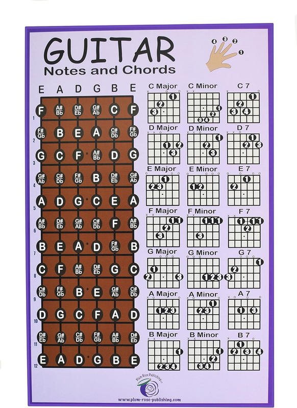 PLUM ROSE Guitar Chord Poster (11X17) - Guitar Chord Chart - Educational Musi