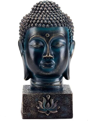 MyGift Spiritual Buddha Head Bust Zen Meditation Statue with Lotus Sculpted Base