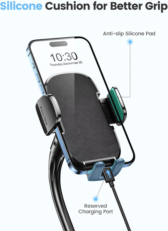 Car Phone Holder, Dual 360° Rotate Gooseneck Cup Holder Phone Mount for Car, Fle
