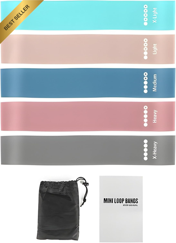 Resistance Loop Bands, Exercise Bands Set of 5 Rubber Latex Anti-Slip Resistance