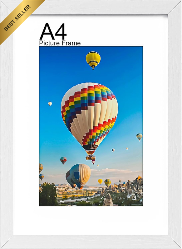A4 Picture Frames, Wooden A4 Photo Frame 21 X 29.7Cm, Versatile Frame White, Dis
