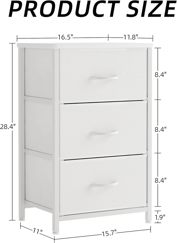 Nightstand, Small Dresser, Bedside Furniture, Night Stand End Table with 3 Stora