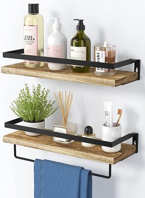 2PCS Floating Shelves Wall Mounted Wood Rustic Storage Shelves Home Decor
