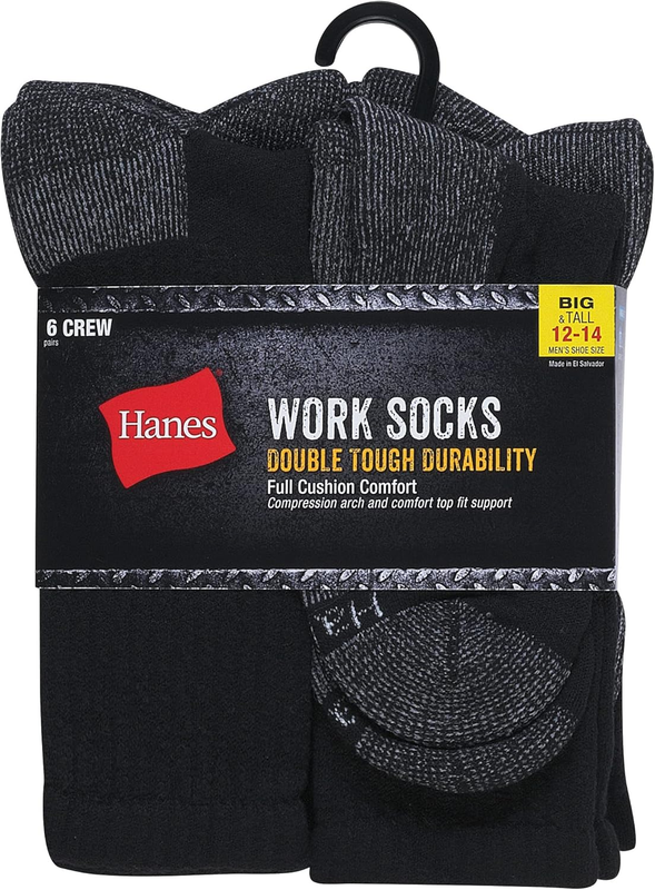 Hanes Men's Work Socks, 6-Pack