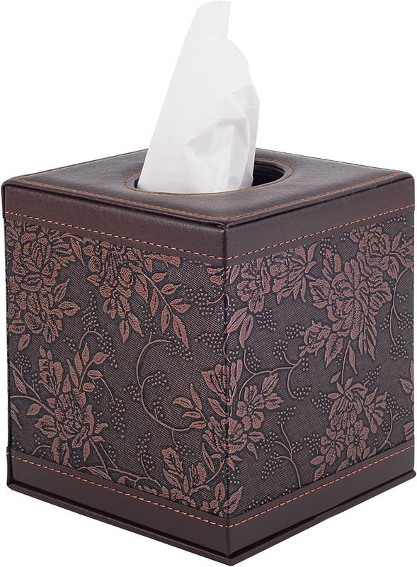 Antique Leather Square Tissue Box Cover/Holder,Rhcsz Table Napkin Case Dispenser