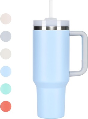 40oz Tumbler with Handle, Straw, Lid, Stainless Steel Vacuum Insulated Water Bot