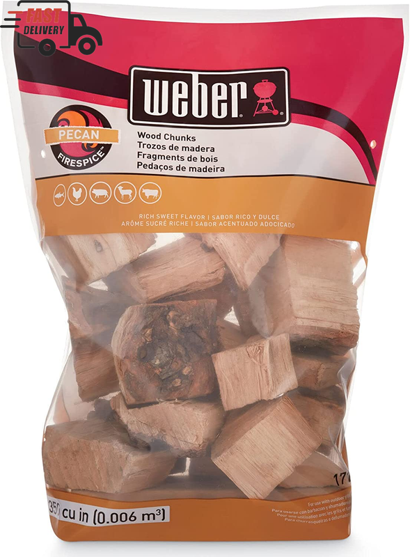 Weber Pecan Wood Chunks, 350 Cu. In. (0.006 Cubic Meter), 4 