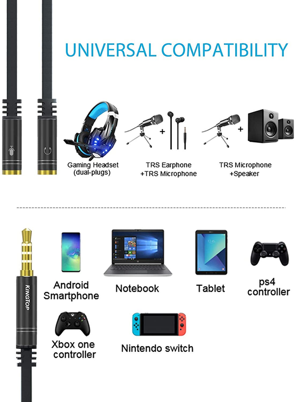 3.5Mm Audio Mic Combo Cable with Headset Splitter Cable