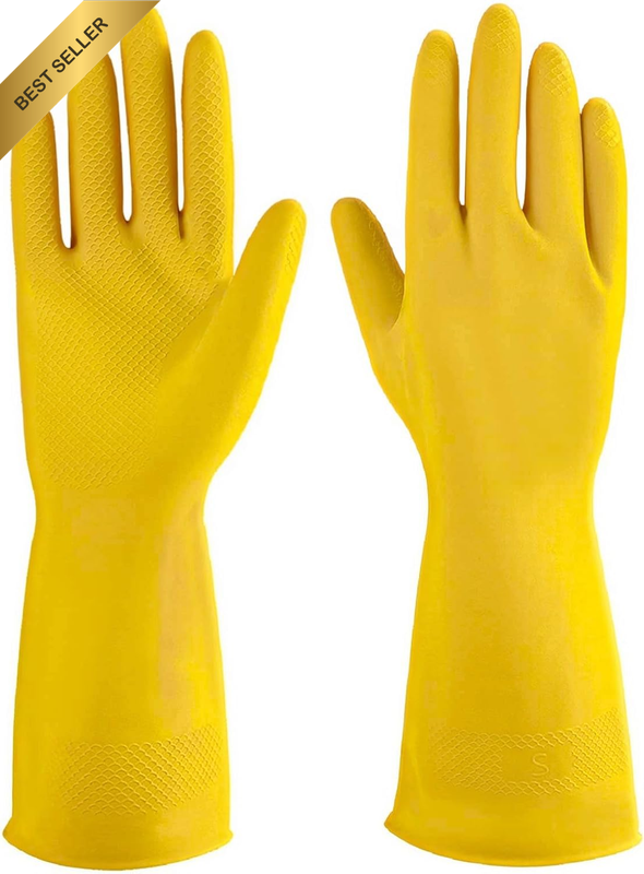 Reusable Rubber Cleaning Gloves for Dishwashing and Kitchen, Anti-Slip Household