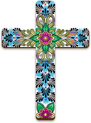 Cruz Floral De Pared Decorativa Cruz De Madera Pintada a Mano Inspiracional