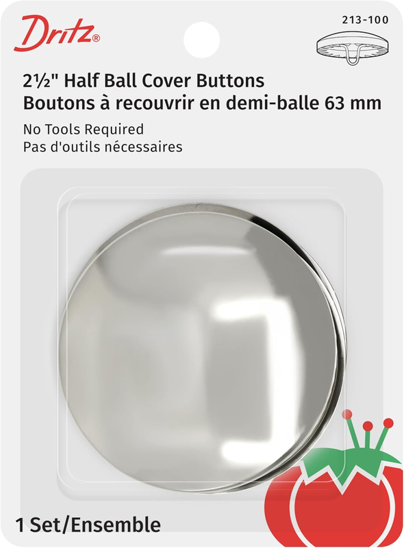 Dritz 213-100 Half Ball Cover Button, Size 100 (2-1/2-Inch), 1-Sets