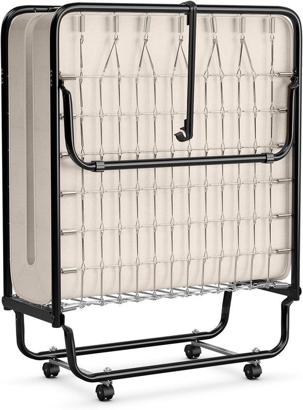 Folding Bed with Mattress for Adults with Memory Foam Mattress & Metal Frame on