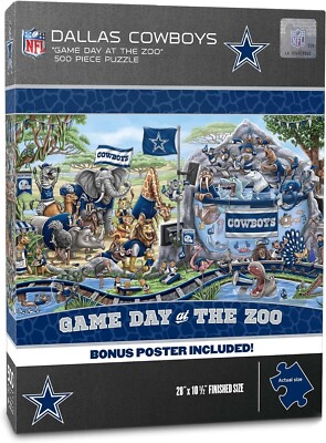DALLAS COWBOYS----GAMEDAY AT THE ZOO------500 PIECE PUZZLE---POSTER INCLUDED