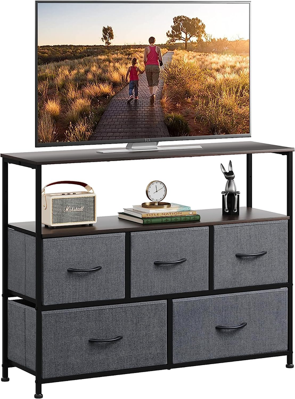 WLIVE Dresser TV Stand, Entertainment Center with Fabric Drawers, Media Console