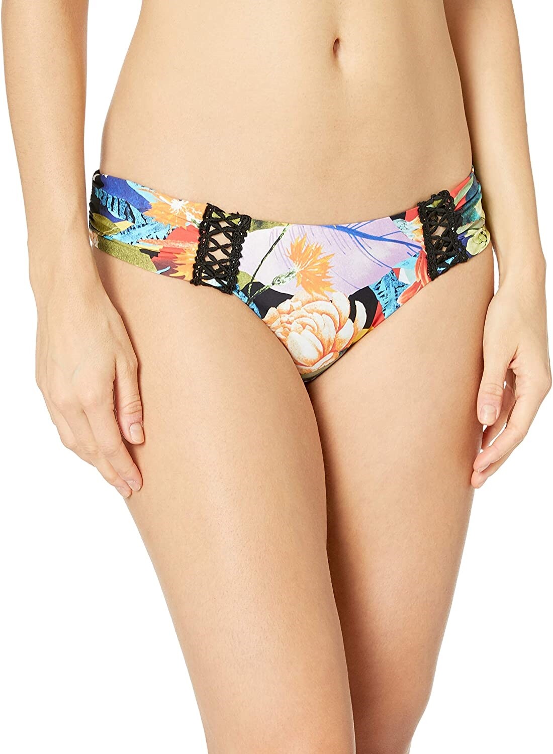 Lucky Brand Womens 183730 Side Shirred Hipster Bikini Bottom Swimwear Size S