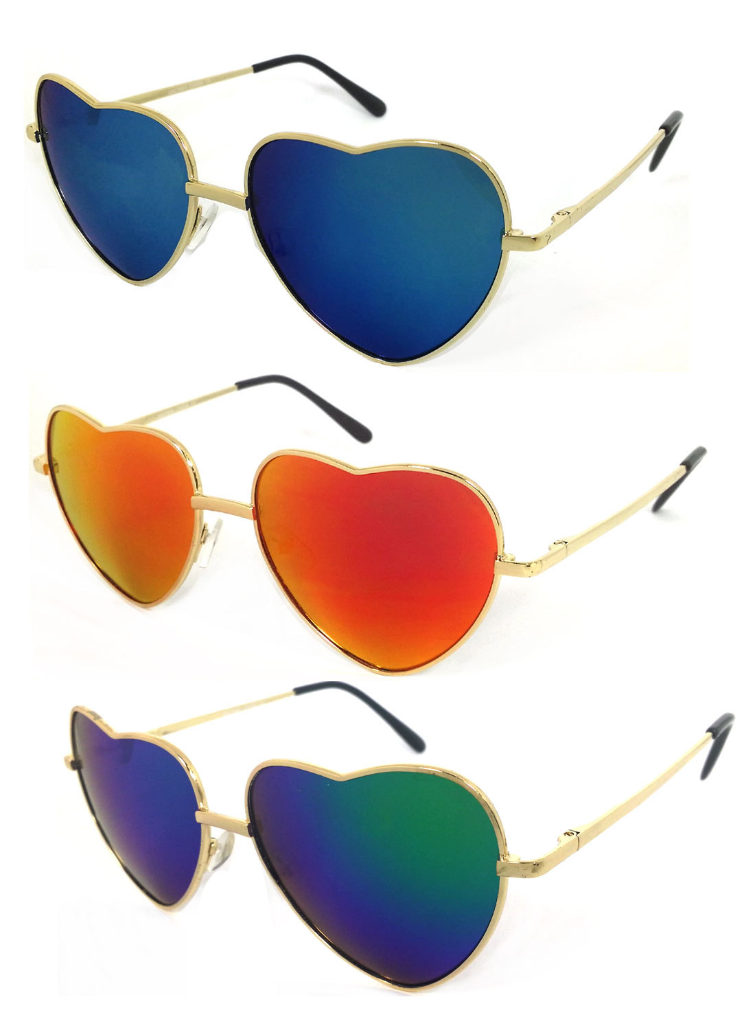 SUNGLASSES HEART SHAPED GOLD FRAME Fashion Women\'s Metal Heart Shaped Sunglasses Retro Sunglasses For Women, Gold Metal Frame... From Jenlsky  main image 2
