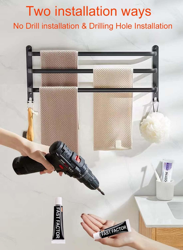 60CM Towel Bar Towel Rack Bathroom, Bathroom Accessories Set, 60cm Bathroom Towe