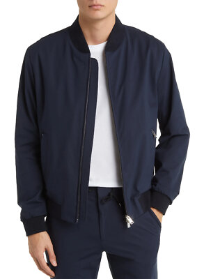 Hugo Boss Mens Performance Jersey Slim Fit Bomber Jacket 44 Regular Blue - NWT