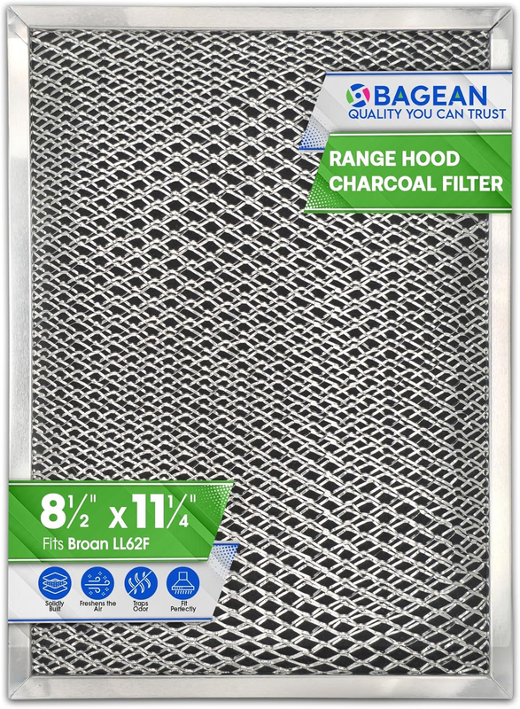 Stove Hood Vent Filter 8.50" x 11.25" LL62F Charcoal Grease Combo - Fits Ductles