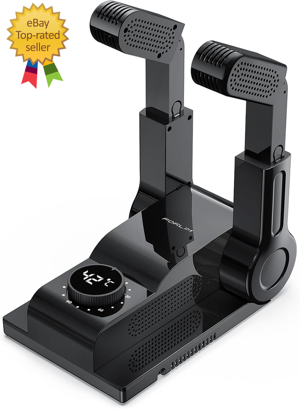 Boot Dryer for Work Boots, Shoe Dryer with Heat Blower, Glove Dryer & Boot Warmer - 180° Adjustable Dry Rack - Telescopic Bendable Dry Ports - Intelligent Timer - Black