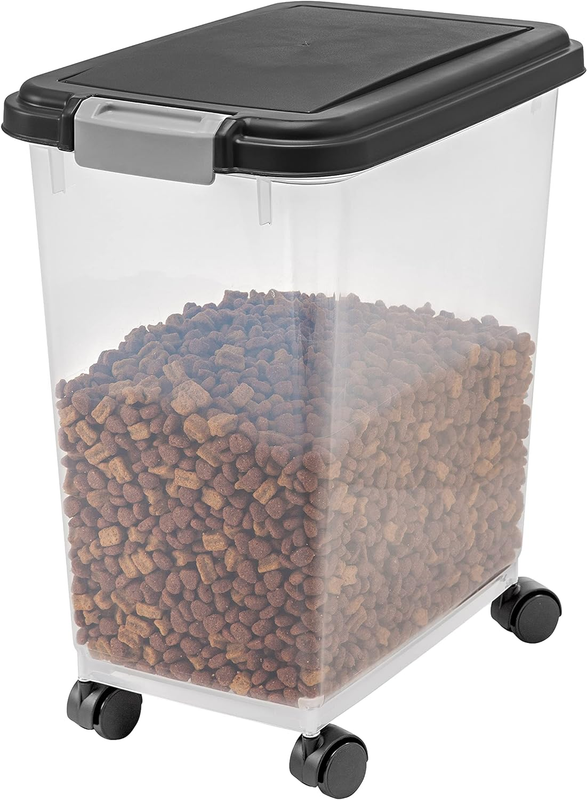 IRIS USA 33Qt/25Lbs Airtight Pet Food Storage Container, Bla