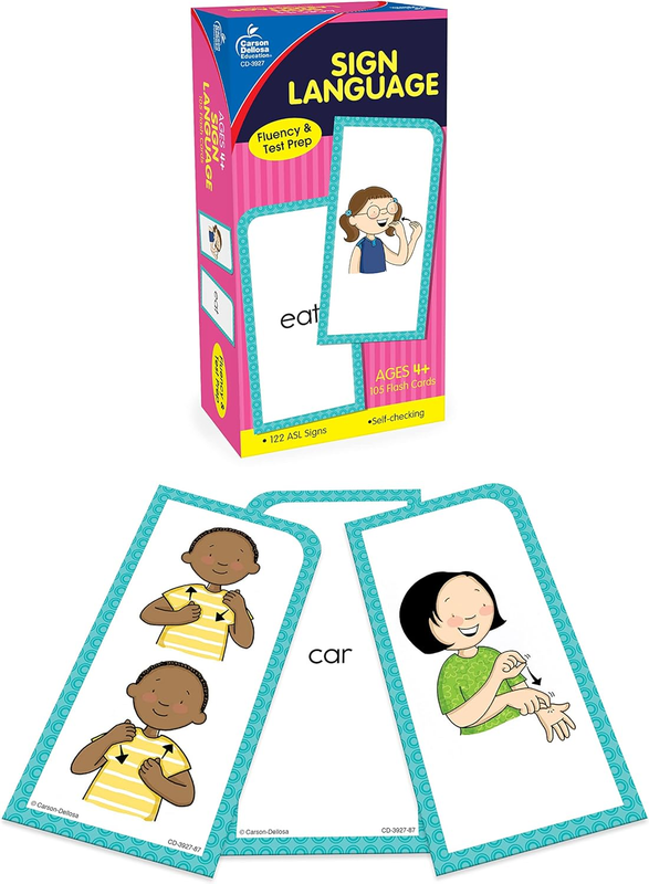 Carson Dellosa 104 American Sign Language Flash Cards for Kids, 122 ASL Signs Fl