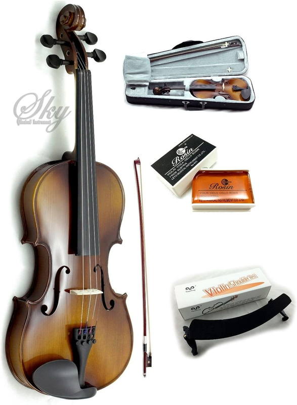 Sky New Solid Wood Antique Viola Outfit with Lightweight Case, Bow and Rosin (12 Inch)