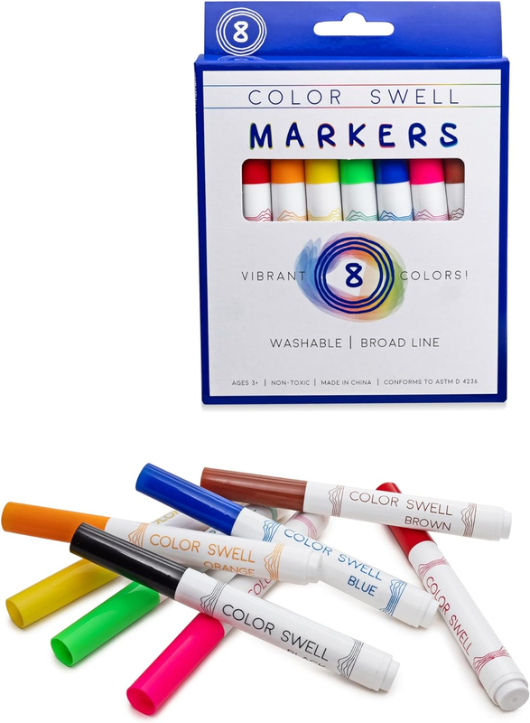 Color Swell Washable Bulk Markers Pack 18 Boxes of 8 Vibrant Colors (144 Total)