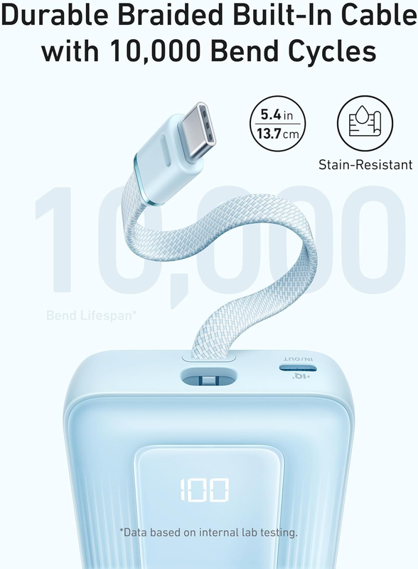 Portable Charger, 10,000mAh 30W Power Bank, USB-C in and Out Fast Charging Batte