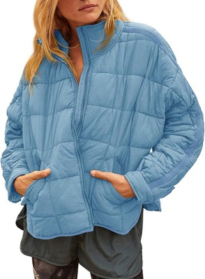 Aiopr Women's Oversized Lightweight Down Coat Long Sleeve Zip Packable Short Puf
