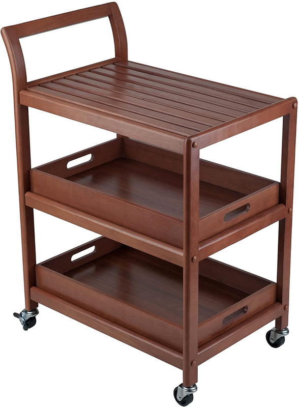 Winsome Albert Entertainment Kitchen Cart, Walnut, 24.8X15.9