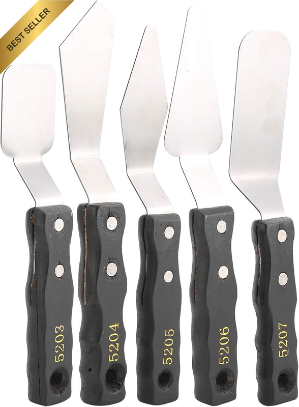 5Pc Palette Knife Set, Stainless Steel Art Tools with Wooden Handles for Shaping